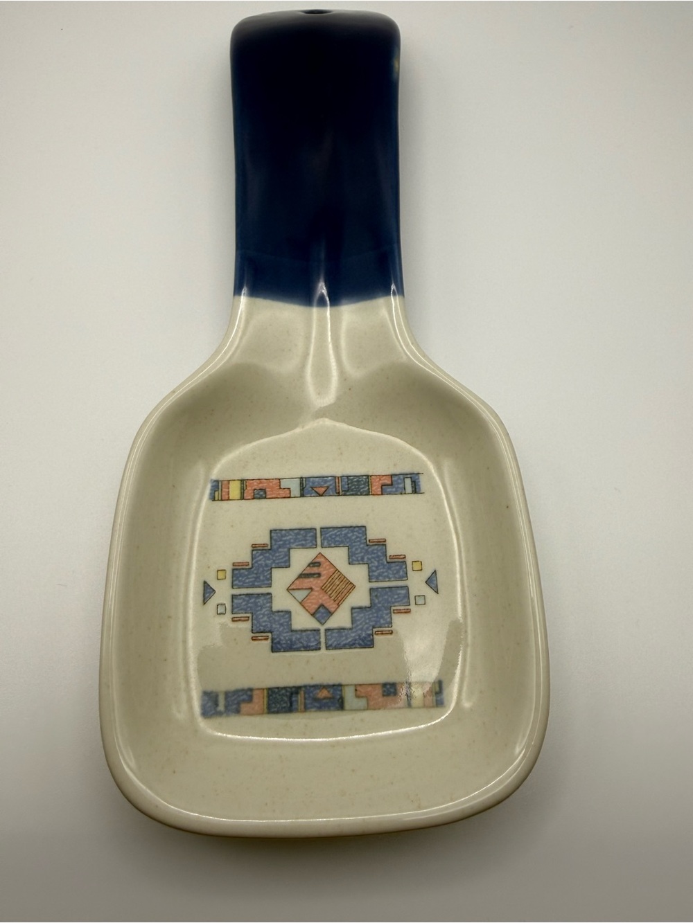 Vintage Otagiri Mary Ann Baker Spoon Rest Southwestern Blue Stoneware Japan 10”
